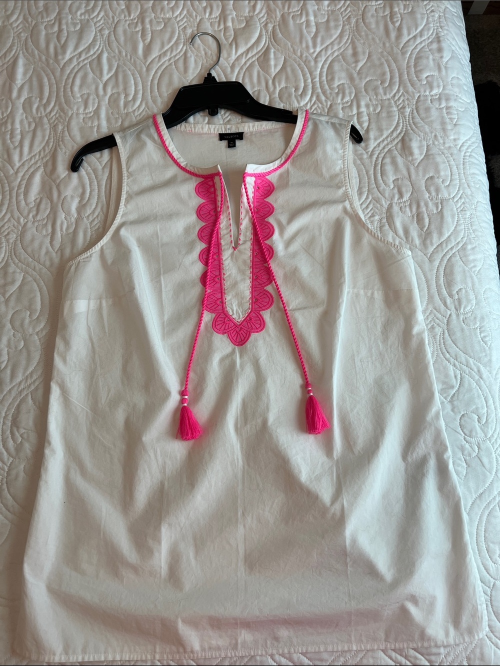 Ladies embroidered neck top by Talbots Medium